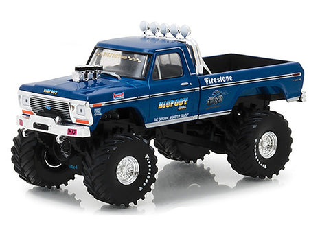 1974 Ford F-250 Ranger XLT Monster Truck Bigfoot #1 "The Original Monster Truck" Blue "Kings of Crunch" 1/43 Diecast Model Car by Greenlight-Greenlight-ModelCars.com