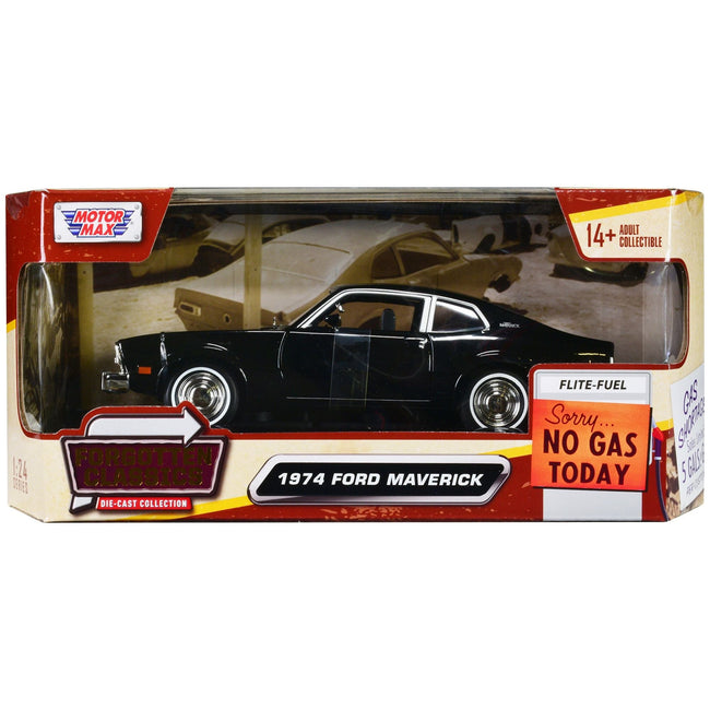 1974 Ford Maverick Black "Forgotten Classics" Series 1/24 Diecast Model Car by Motormax - Motormax - ModelCars.com
