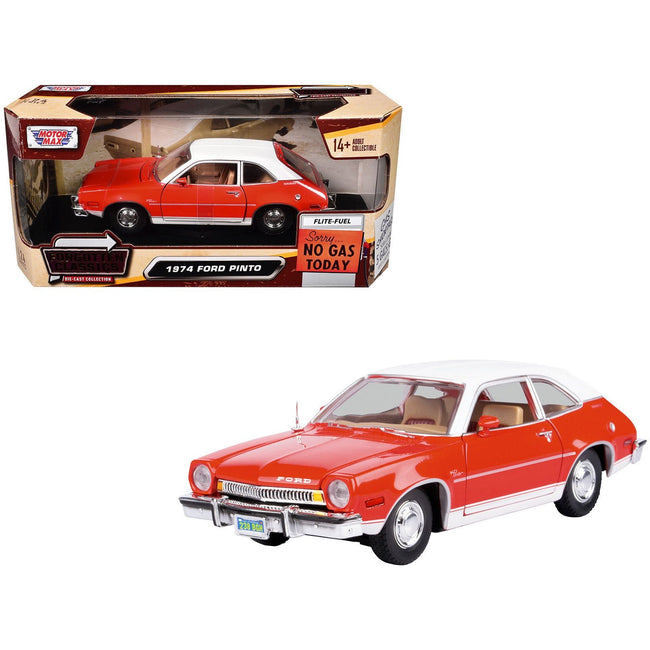 1974 Ford Pinto Orange with White Top "Forgotten Classics" Series 1/24 Diecast Model Car by Motormax-Motormax-ModelCars.com