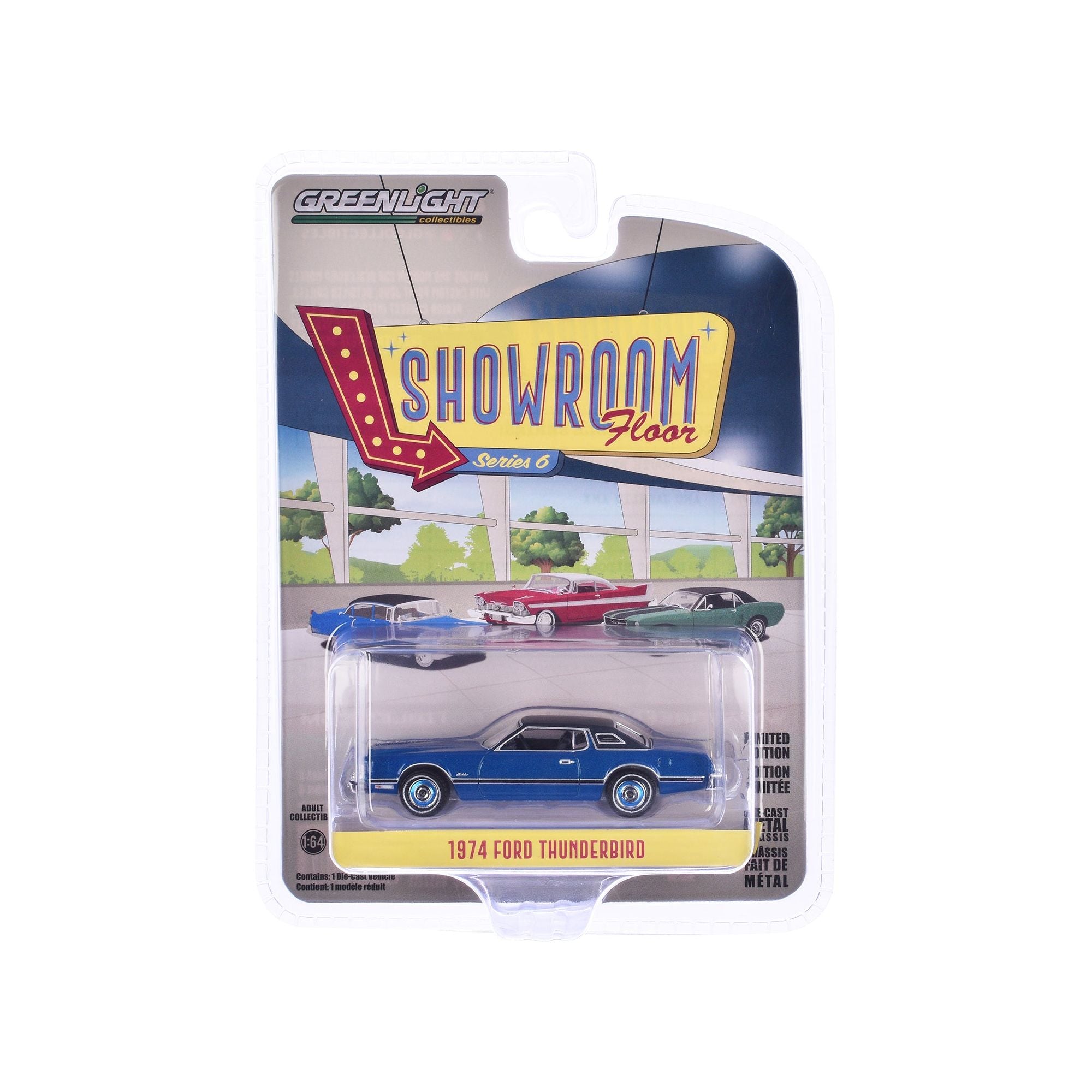 1974 Ford Thunderbird Blue Starfire "Showroom Floor" Series 6 1/64 Diecast Model Car by Greenlight - Greenlight - ModelCars.com