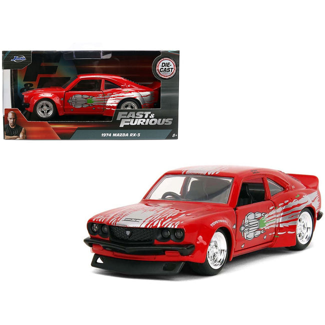 1974 Mazda RX-3 Red with Graphics "Fast & Furious" Series 1/32 Diecast Model Car by Jada-Jada-ModelCars.com