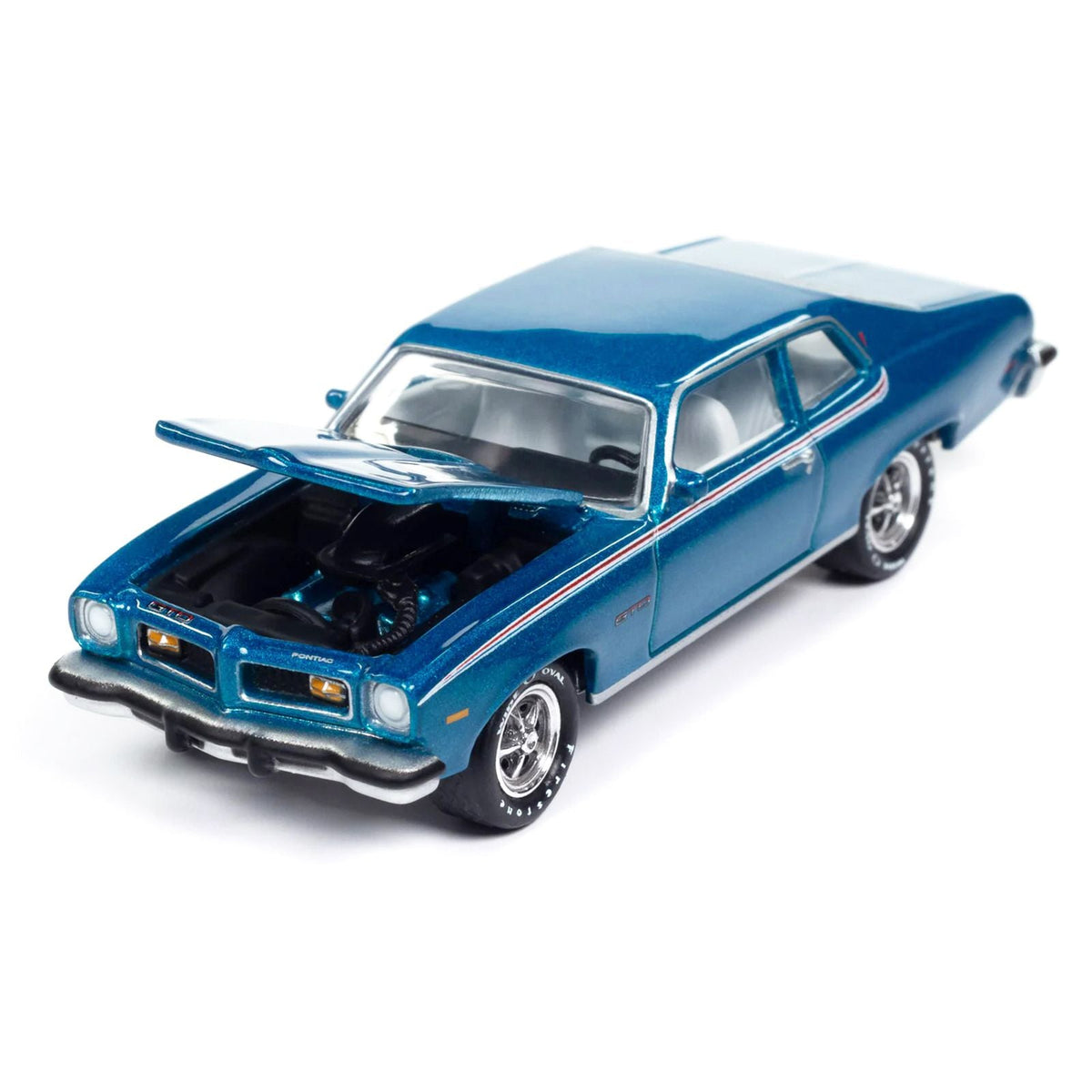 1974 Pontiac GTO Regatta Blue Metallic with White Interior "Muscle Cars USA" Series 1/64 Diecast Model Car by Johnny Lightning-Johnny Lightning-ModelCars.com