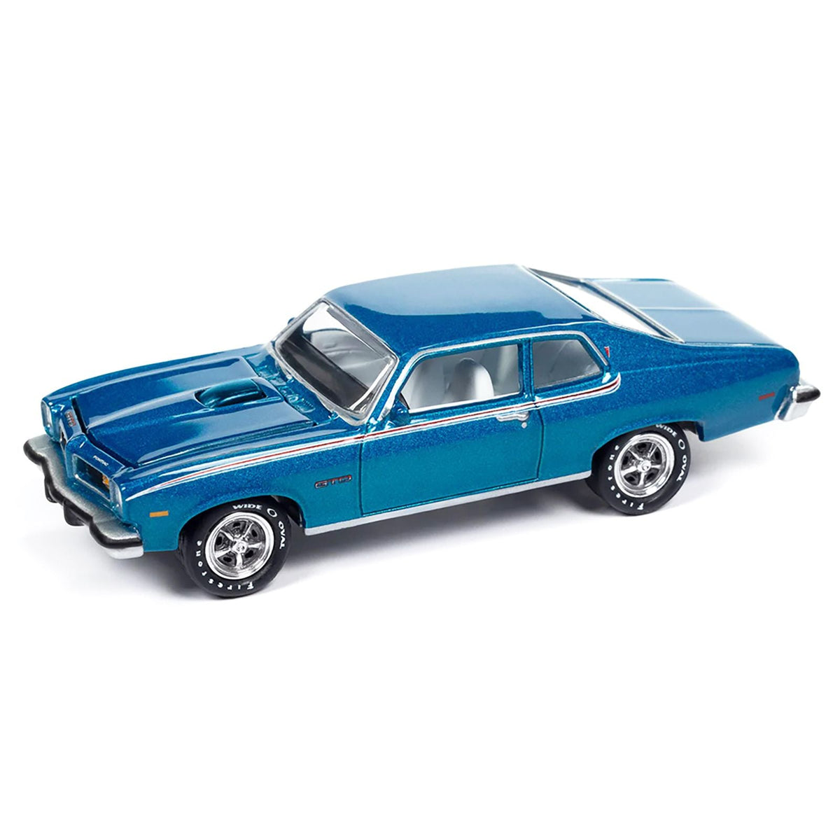 1974 Pontiac GTO Regatta Blue Metallic with White Interior "Muscle Cars USA" Series 1/64 Diecast Model Car by Johnny Lightning-Johnny Lightning-ModelCars.com