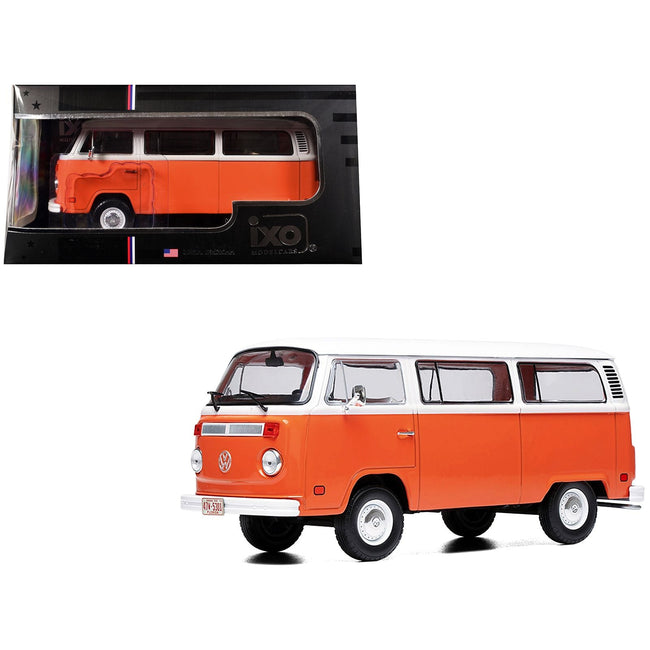 1974 Volkswagen T2 Bus Orange and White 1/24 Diecast Model by IXO Models-IXO-ModelCars.com