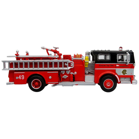 1974 Ward LaFrance Fire Engine "Chicago Fire Department - Engine 49" Red with Black Top "5 Alarm" Series Limited Edition 1/87 (HO) Diecast Model by Iconic Replicas-Iconic Replicas-ModelCars.com