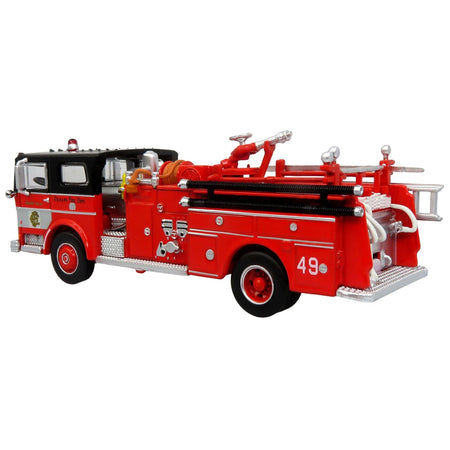 1974 Ward LaFrance Fire Engine "Chicago Fire Department - Engine 49" Red with Black Top "5 Alarm" Series Limited Edition 1/87 (HO) Diecast Model by Iconic Replicas-Iconic Replicas-ModelCars.com