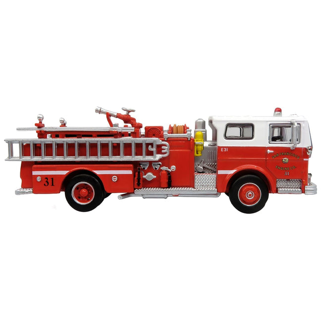 1974 Ward LaFrance Fire Engine "San Francisco Fire Department â€“ Engine 31" Red with White Top "5 Alarm" Series Limited Edition 1/87 (HO) Diecast Model by Iconic Replicas-Iconic Replicas-ModelCars.com