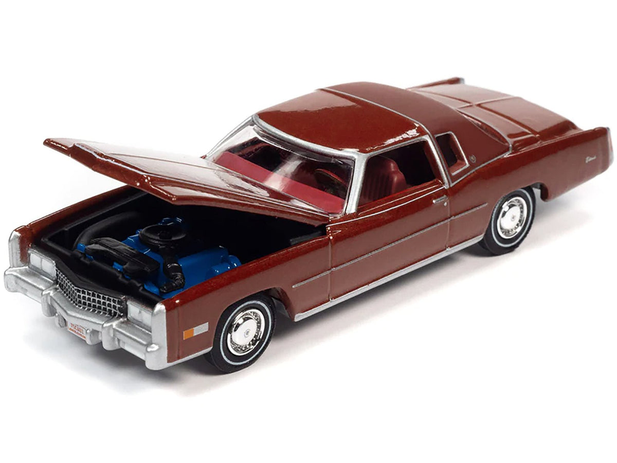 1975 Cadillac Eldorado Firethorn Red Metallic with Rear Section of Roof Matt Dark Red "Luxury Cruisers" Limited Edition to 14910 pieces Worldwide 1/64 Diecast Model Car by Auto World-Autoworld-ModelCars.com