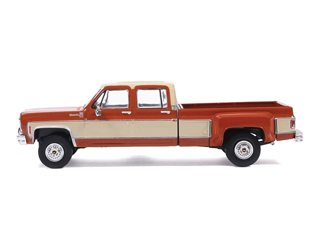 1975 Chevrolet Silverado K30 Crew Cab Dually Pickup Truck Grecian Bronze and Santa Fe Tan 1/64 Diecast Model Car by IXO Models-IXO-ModelCars.com