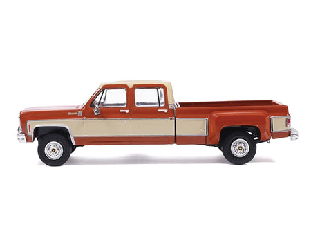 1975 Chevrolet Silverado K30 Crew Cab Dually Pickup Truck Grecian Bronze and Santa Fe Tan 1/64 Diecast Model Car by IXO Models-IXO-ModelCars.com