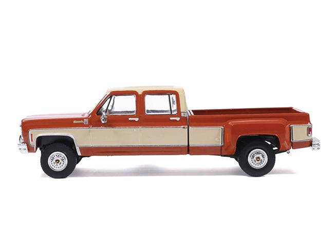 1975 Chevrolet Silverado K30 Crew Cab Dually Pickup Truck Grecian Bronze and Santa Fe Tan 1/64 Diecast Model Car by IXO Models-IXO-ModelCars.com