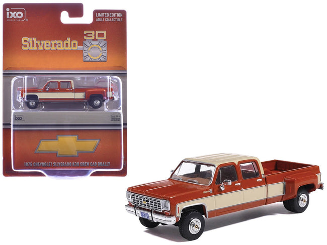 1975 Chevrolet Silverado K30 Crew Cab Dually Pickup Truck Grecian Bronze and Santa Fe Tan 1/64 Diecast Model Car by IXO Models-IXO-ModelCars.com