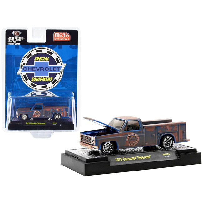 1975 Chevrolet Silverado Service Truck Blue (Rusted) "Special Chevrolet Equipment" Limited Edition to 6600 pieces Worldwide 1/64 Diecast Model Car by M2 Machines - M2 - ModelCars.com