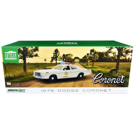 1975 Dodge Coronet Cream "Hazzard County Sheriff" 1/18 Diecast Model Car by Greenlight - Greenlight - ModelCars.com