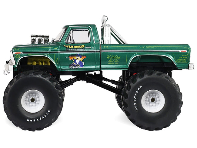 1975 Ford F-250 Monster Truck with 66-Inch Tires "Thumper" Green Metallic "Kings of Crunch" Series 1/43 Diecast Model Car by Greenlight-Greenlight-ModelCars.com