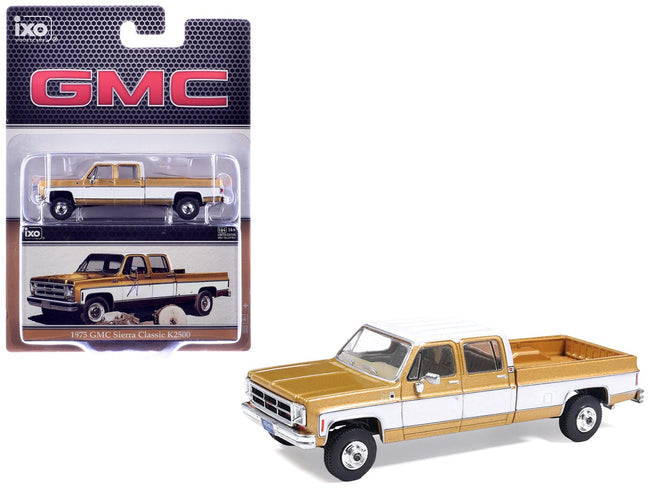 1975 GMC Sierra Classic K2500 Pickup Truck Yuba Gold Metallic and White 1/64 Diecast Model by IXO Models-IXO-ModelCars.com