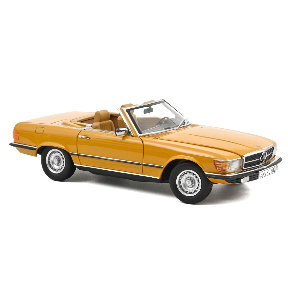1975 Mercedes-Benz 450 SL Convertible Cayenne Orange with Black Top 1/18 Diecast Model Car by Norev-Norev-ModelCars.com