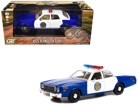1975 Plymouth Fury "Osage County Sheriff" Blue and White 1/24 Diecast Model Car by Greenlight-Greenlight-ModelCars.com