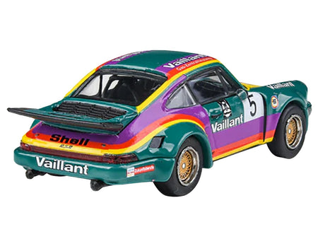 1975 Porsche 911 Carrera RSR 3.0 #5 "Kremer Racing - Vaillant" Green with Stripes 1/64 Diecast Model Car by Paragon Models-Paragon-ModelCars.com