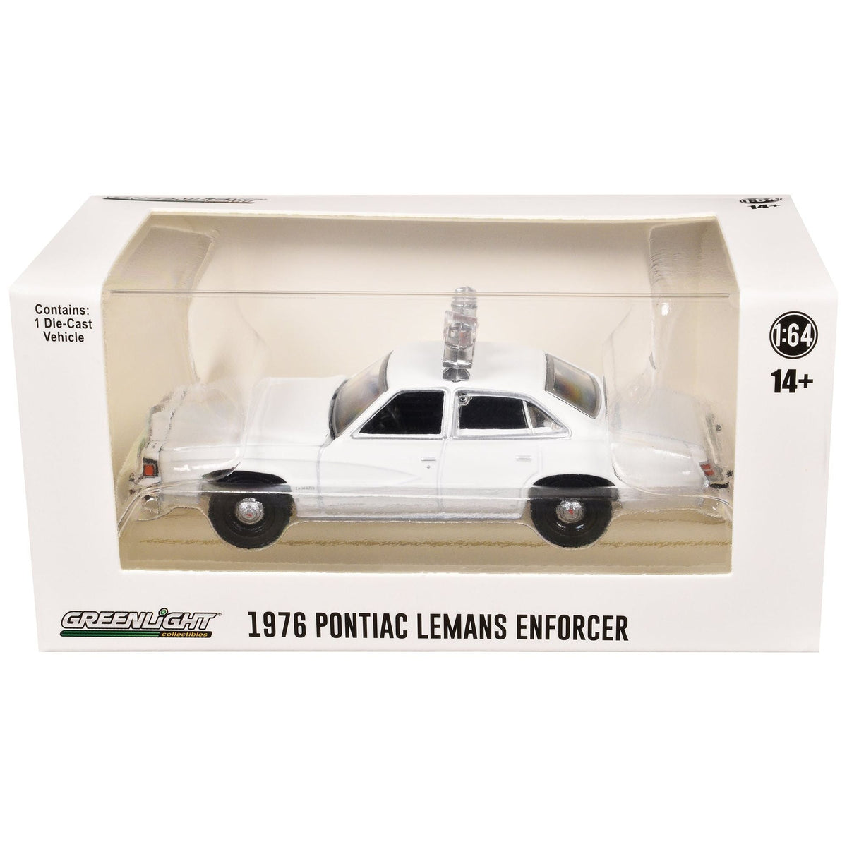 1976-77 Pontiac LeMans Enforcer White with Light Bar "Hot Pursuit - Hobby Exclusive" Series 1/64 Diecast Model Car by Greenlight-Greenlight-ModelCars.com