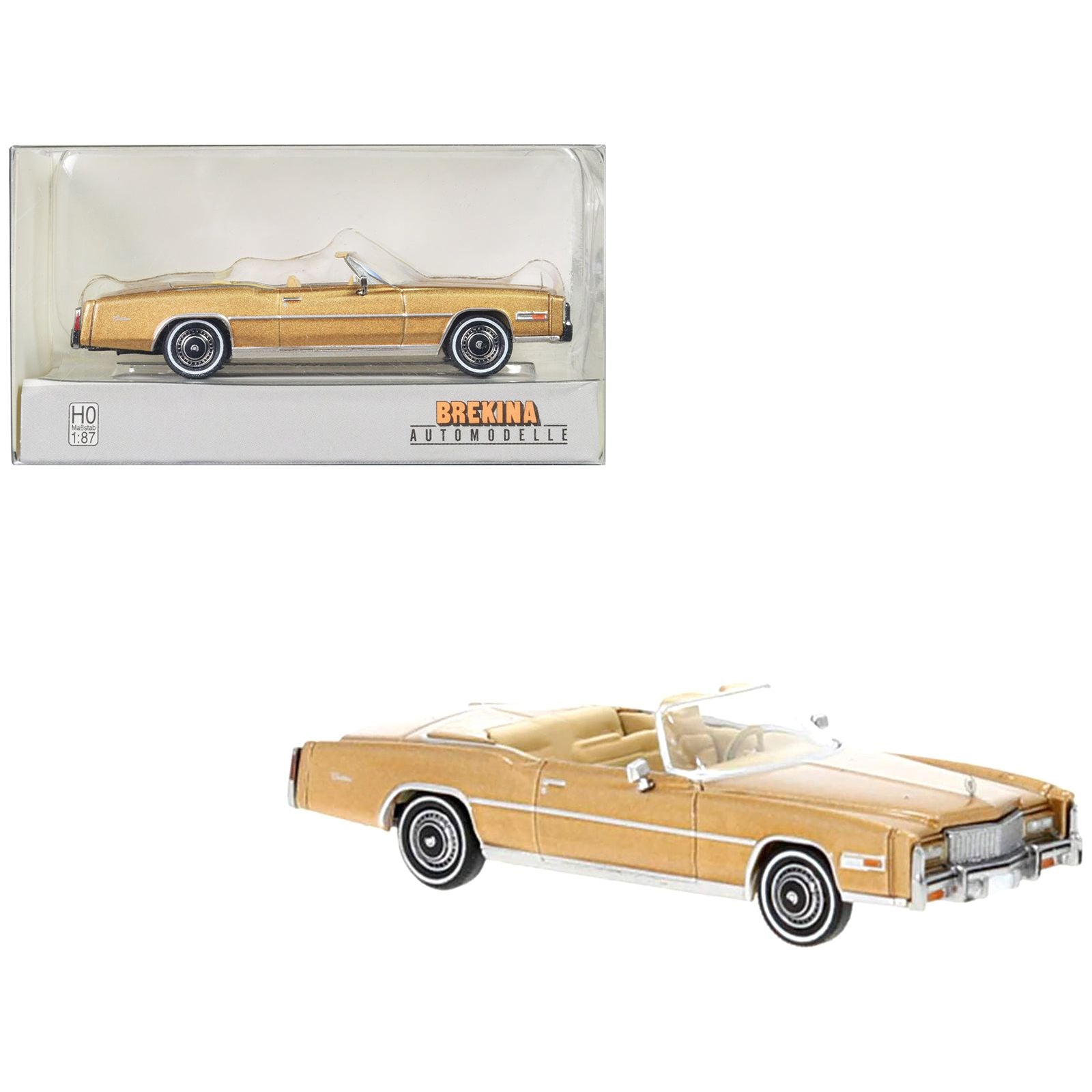 1976 Cadillac Eldorado Convertible Beige Metallic 1/87 (HO) Scale Model Car by Brekina - Brekina - ModelCars.com