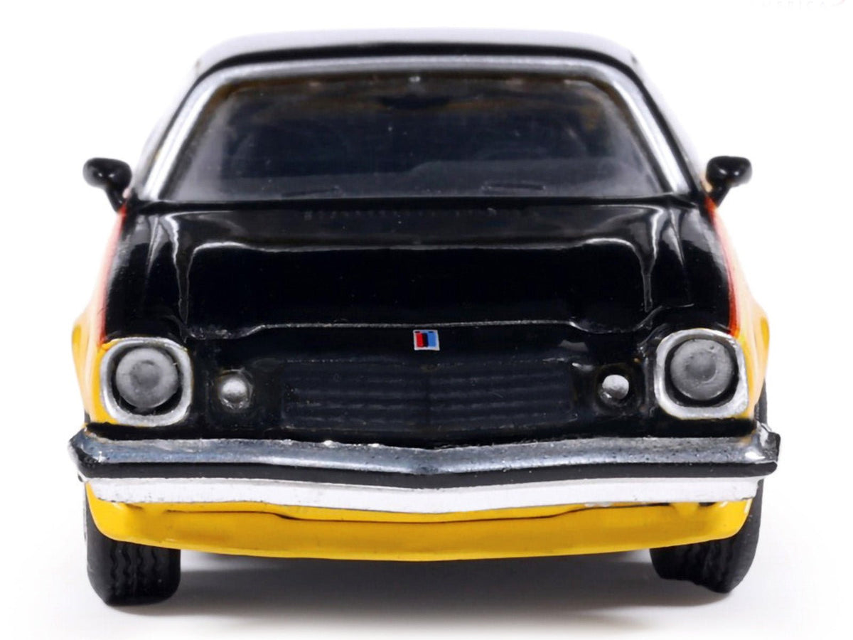 1976 Chevrolet Camaro Rally Sport Black and Yellow with Red Stripes 1/64 Diecast Model Car by IXO Models-Greenlight-ModelCars.com