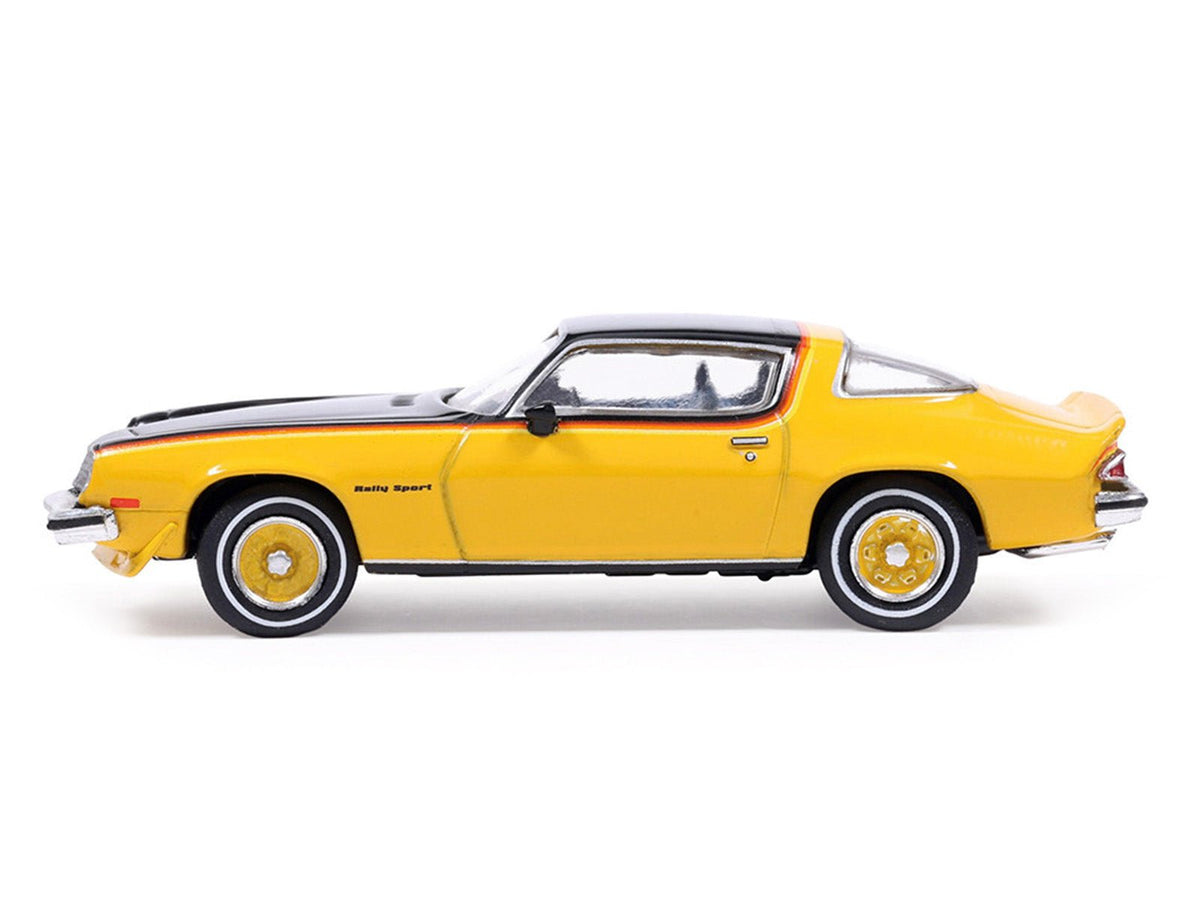 1976 Chevrolet Camaro Rally Sport Black and Yellow with Red Stripes 1/64 Diecast Model Car by IXO Models-Greenlight-ModelCars.com