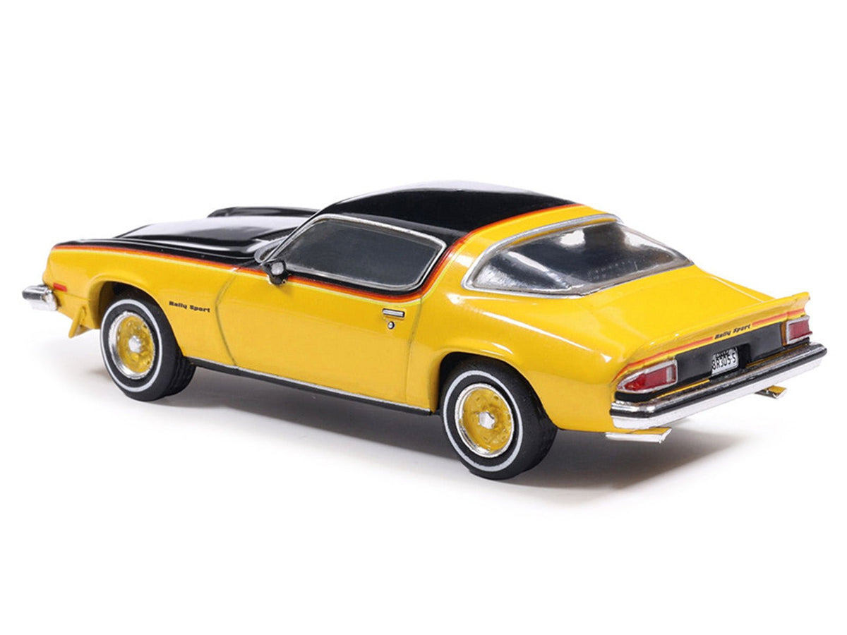 1976 Chevrolet Camaro Rally Sport Black and Yellow with Red Stripes 1/64 Diecast Model Car by IXO Models-Greenlight-ModelCars.com