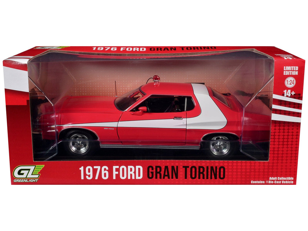 1976 Ford Gran Torino Red with White Graphics "Hollywood Greatest Hits" Series 1/24 Diecast Model Car by Greenlight-Greenlight-ModelCars.com