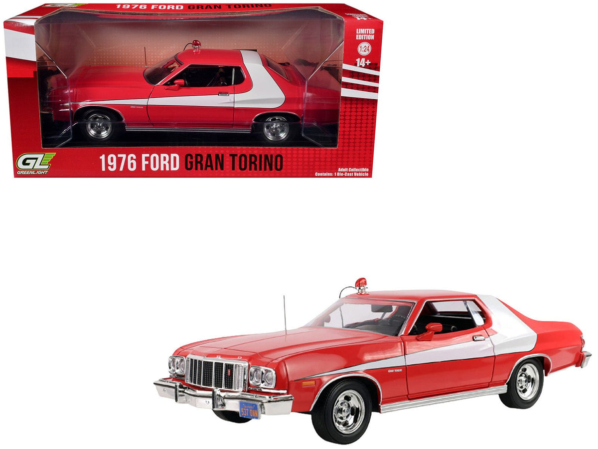 1976 Ford Gran Torino Red with White Graphics "Hollywood Greatest Hits" Series 1/24 Diecast Model Car by Greenlight-Greenlight-ModelCars.com