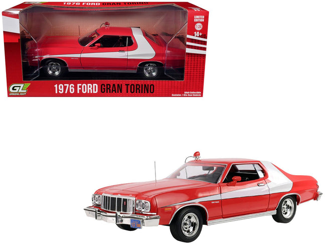 1976 Ford Gran Torino Red with White Graphics "Hollywood Greatest Hits" Series 1/24 Diecast Model Car by Greenlight-Greenlight-ModelCars.com