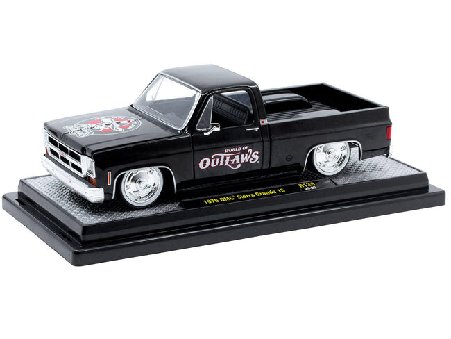 1976 GMC Sierra Grande 15 Pickup Truck "World of Outlaws" Black Limited Edition to 4050 pieces Worldwide 1/24 Diecast Model Car by M2 Machines-M2-ModelCars.com