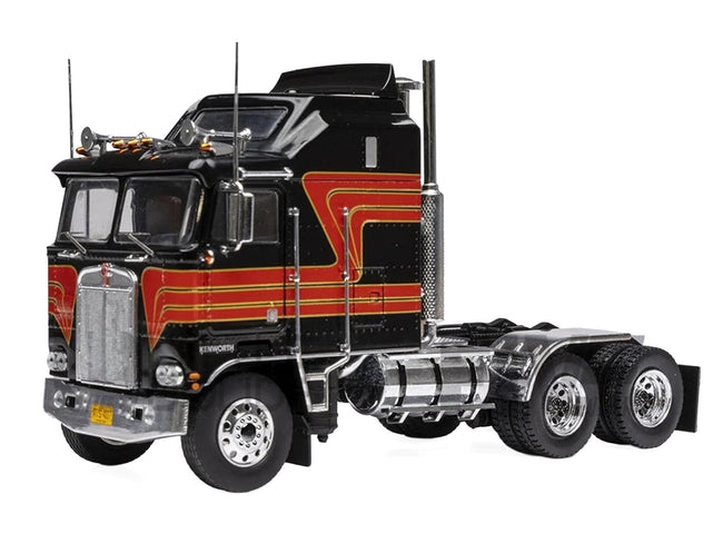 1976 Kenworth K100 Aerodyne Truck Tractor Black with Red Stripes 1/43 Diecast Model by IXO Models-IXO-ModelCars.com