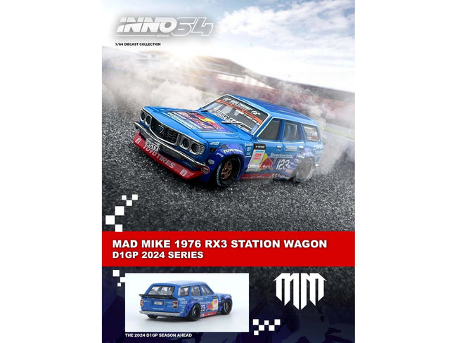1976 Mazda RX3 Station Wagon RHD (Right Hand Drive) #12 "Mad" Mike Whiddett "D1 Grand Prix" (2024) 1/64 Diecast Model Car by Inno Models-Inno Models-ModelCars.com
