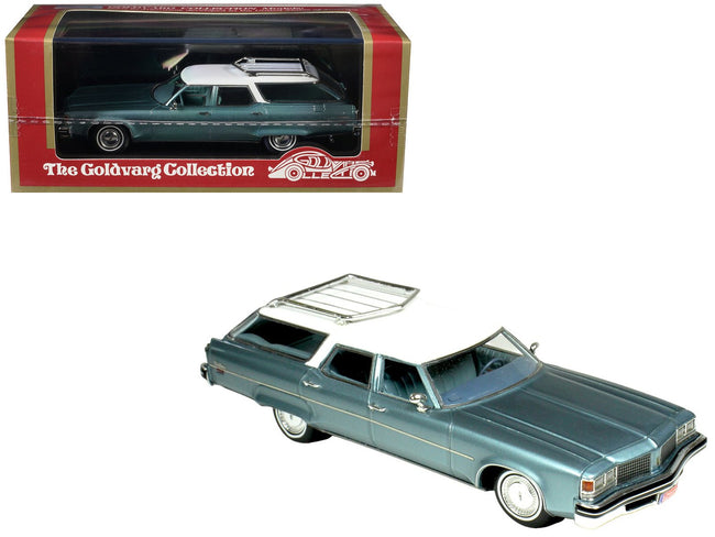 1976 Oldsmobile Custom Cruiser Light Blue Metallic with White Top and Blue Interior Limited Edition to 200 pieces Worldwide 1/43 Model Car by Goldvarg Collection-Goldvarg Collection-ModelCars.com