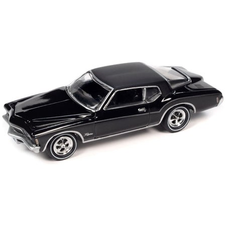 1976 Oldsmobile Cutlass Supreme Red Metallic with White Top and Interior and 1972 Buick Riviera Black "Super Seventies" Set of 2 Cars "2-Packs" 2023 Release 2 1/64 Diecast Model Cars by Johnny Lightning-Johnny Lightning-ModelCars.com