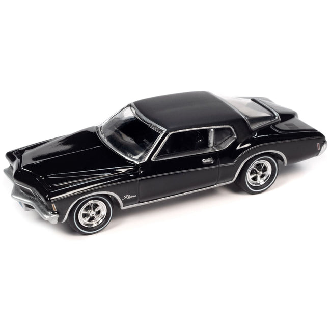 1976 Oldsmobile Cutlass Supreme Red Metallic with White Top and Interior and 1972 Buick Riviera Black "Super Seventies" Set of 2 Cars "2-Packs" 2023 Release 2 1/64 Diecast Model Cars by Johnny Lightning-Johnny Lightning-ModelCars.com