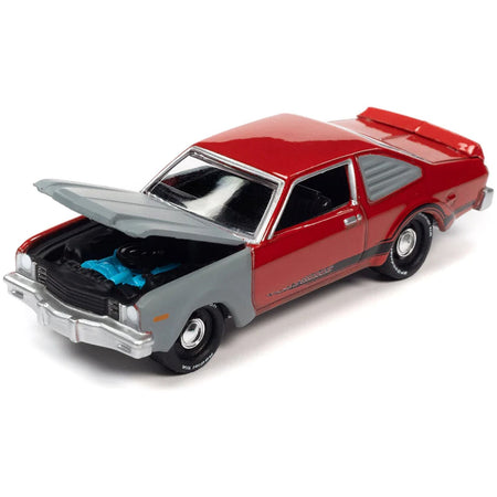 1976 Plymouth Volare Road Runner Bright Red and Primer Gray with Black Stripes "Project in Progress" Limited Edition to 12018 pieces Worldwide "Street Freaks" Series 1/64 Diecast Model Car by Johnny Lightning-Johnny Lightning-ModelCars.com