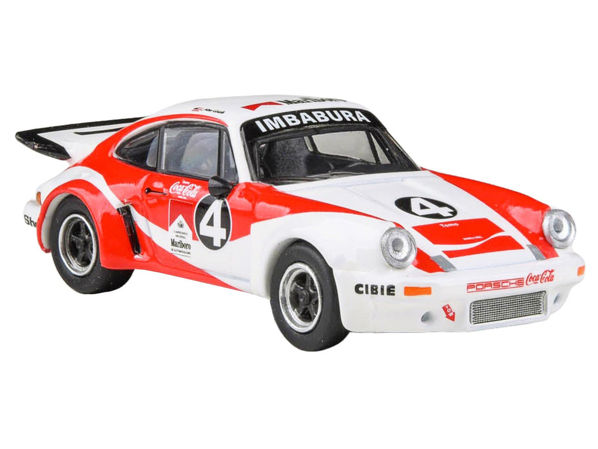 1976 Porsche 911 Carrera RSR 3.0 Ecuador #4 "Fernando Madera" White and Red with Graphics 1/64 Diecast Model Car by Paragon Models-Paragon-ModelCars.com