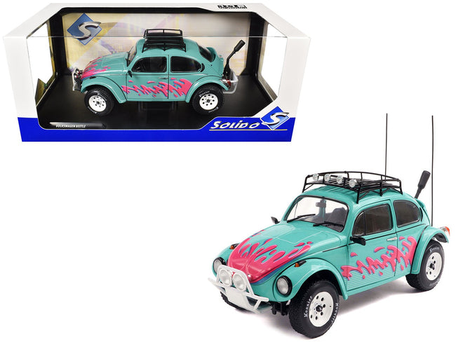 1976 Volkswagen Beetle Baja Miami Green with Pink Graphics 1/18 Diecast Model Car by Solido-Solido-ModelCars.com