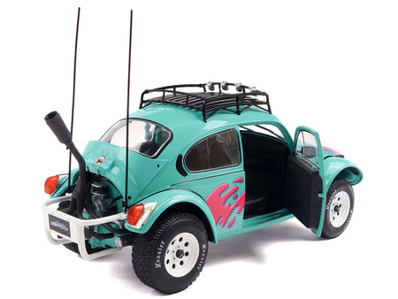 1976 Volkswagen Beetle Baja Miami Green with Pink Graphics 1/18 Diecast Model Car by Solido-Solido-ModelCars.com