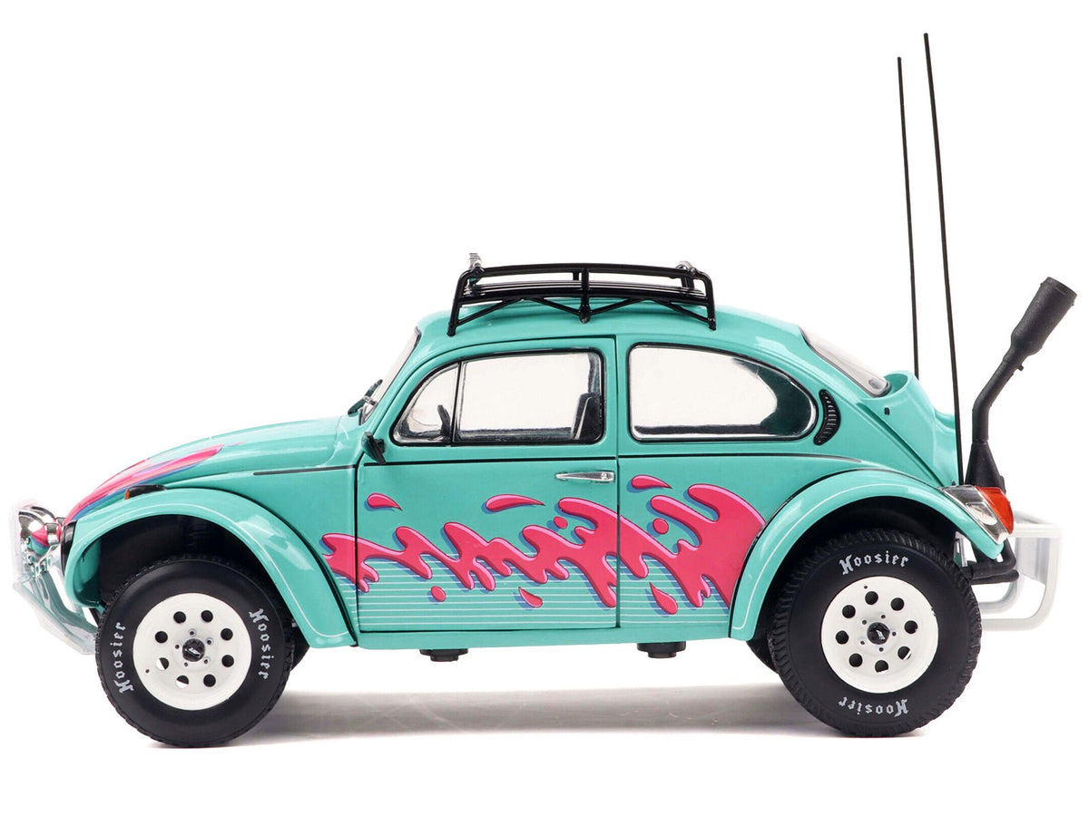 1976 Volkswagen Beetle Baja Miami Green with Pink Graphics 1/18 Diecast Model Car by Solido-Solido-ModelCars.com