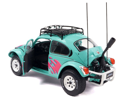 1976 Volkswagen Beetle Baja Miami Green with Pink Graphics 1/18 Diecast Model Car by Solido-Solido-ModelCars.com