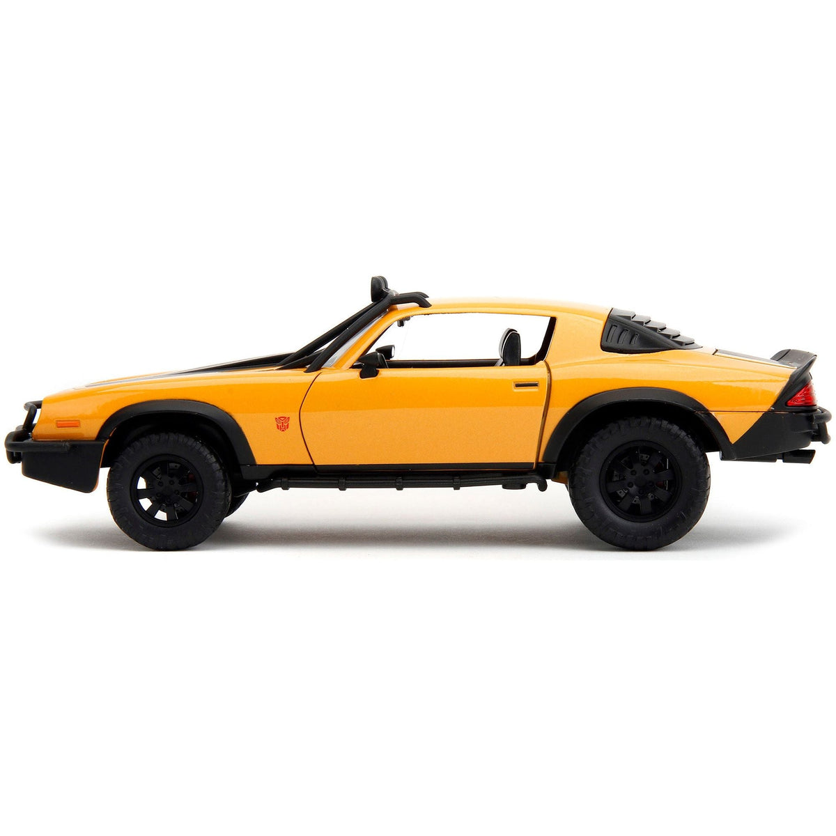 1977 Chevrolet Camaro Off - Road Version "Bumblebee" Yellow Metallic with Black Stripes and Transformers Logo Diecast Statue "Transformers: Rise of the Beasts" (2023) Movie "Hollywood Rides" Series 1/24 Diecast Model Car by Jada - Jada - ModelCars.com