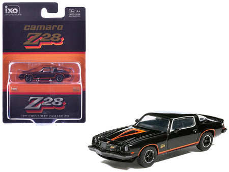 1977 Chevrolet Camaro Z28 Black with Stripes 1/64 Diecast Model Car by IXO Models-IXO-ModelCars.com