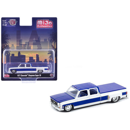 1977 Chevrolet Cheyenne Super 30 Pickup Truck White and Blue "LA" Limited Edition to 10560 pieces Worldwide 1/64 Diecast Model Car by M2 Machines-M2-ModelCars.com