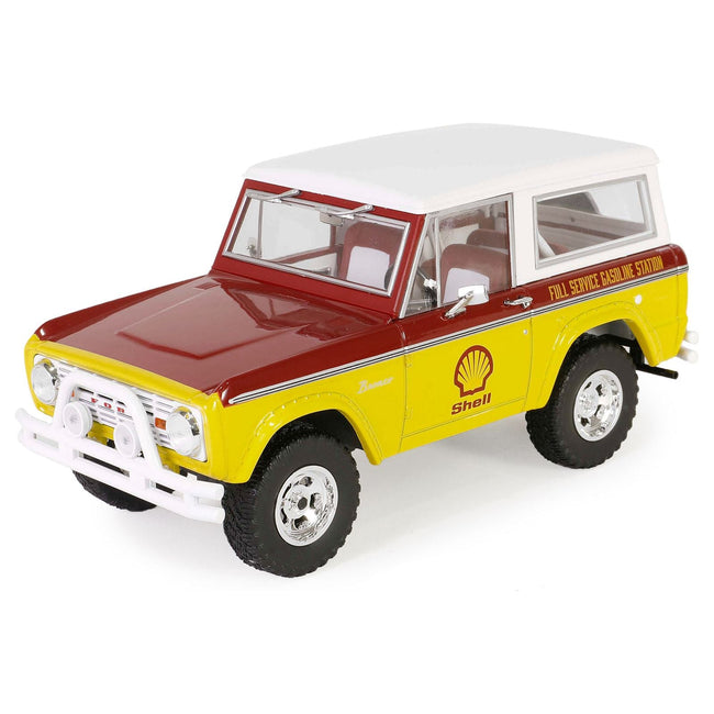 1977 Ford Bronco "Shell Oil" Red and Yellow with White Top "Running on Empty" Series 7 1/24 Diecast Model Car by Greenlight - Greenlight - ModelCars.com