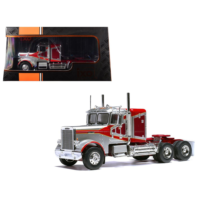 1977 Freightliner FLC 120 64 T Truck Tractor Red and Silver Metallic 1/43 Diecast Model by IXO Models-IXO-ModelCars.com
