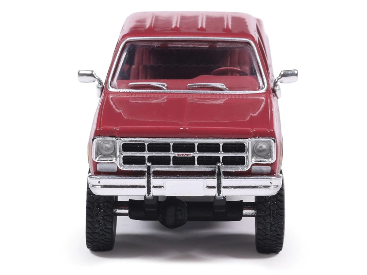 1977 GMC Sierra Grande K2500 Wideside Crew Cab Pickup Truck Dark Red Metallic with Gray Side Stripes 1/64 Diecast Model Car by IXO Models-IXO-ModelCars.com