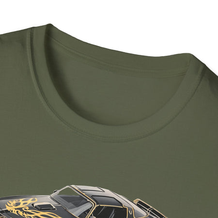 1977 Pontiac Firebird T/A Trans Am Starlite Black with Golden Eagle Hood - Inspired T-Shirt - American Muscle-Modelcars.com-ModelCars.com